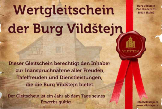 Wertgleitschein der Burg Vildštejn